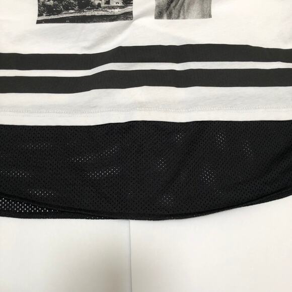 H&M Divided Graphic Tee Long T Shirt Mesh Bottom Size M Hip Hop Hipster Street - Picture 4 of 7